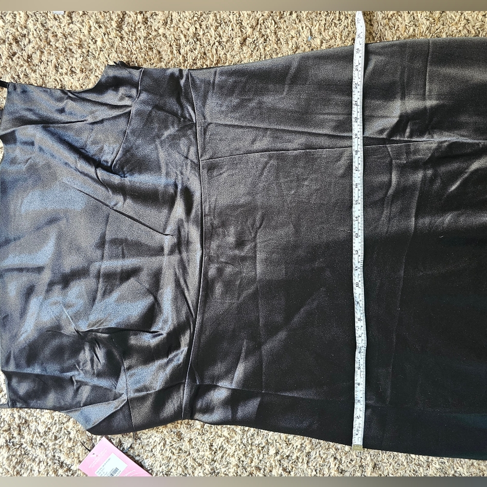 NwT Birdy Grey Satin Black Elegant Chic Leg cut out Maxi Dress Sz 2X - Picture 7 of 11